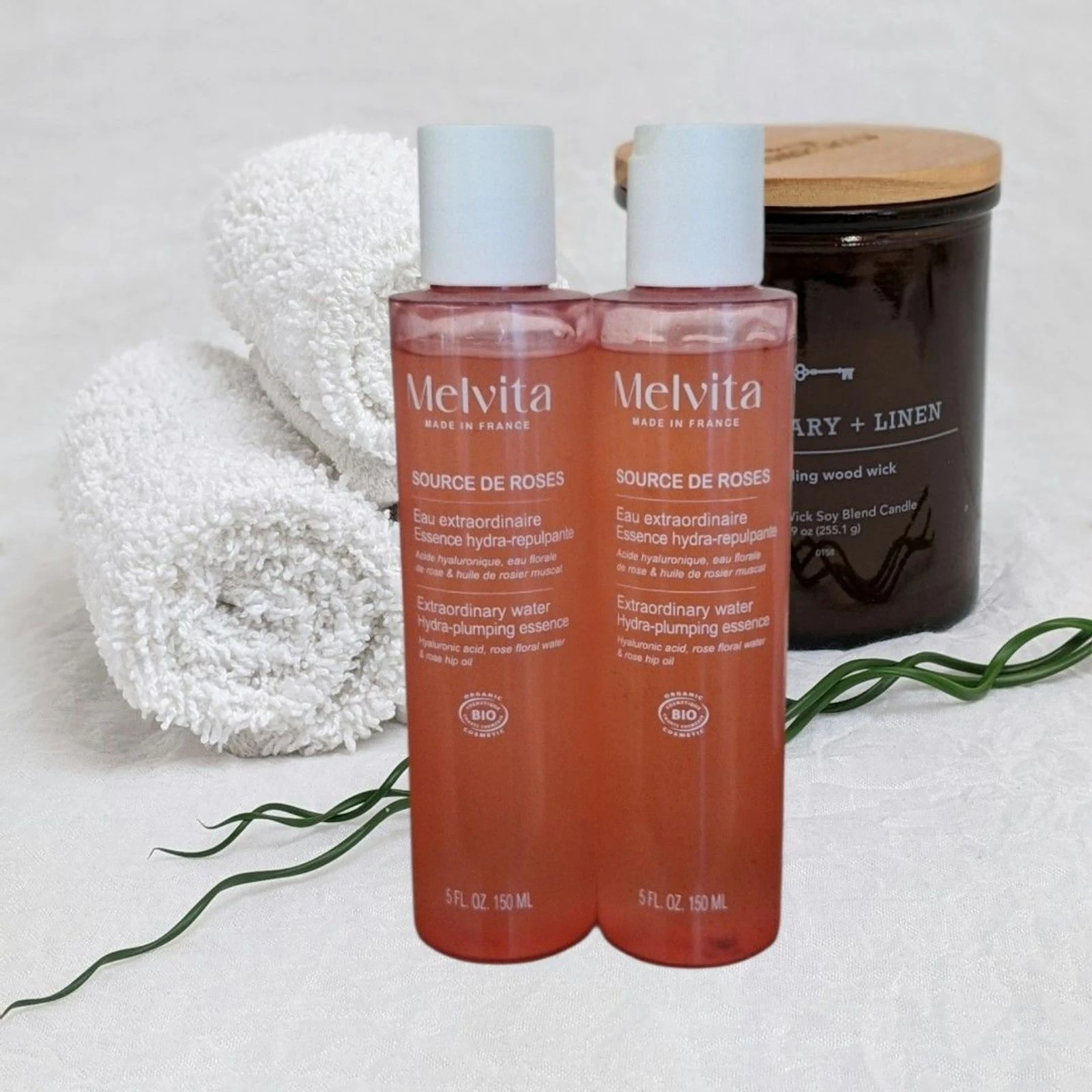Lot de deux Eaux Extraordinaires Essence hydra-repulpante Sources de Roses Melvita 🌷